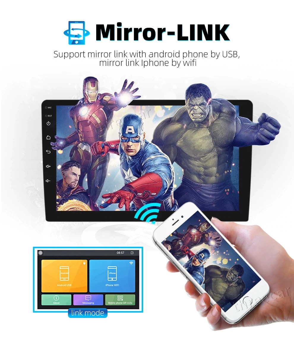 Μεγάλη Οθόνη Αφής 10inch Multimedia Player Android 9.1 Αυτοκινήτου 2 DIN με GPS, Wifi, App Store, Bluetooth Handsfree 1080p TFT MP5, MP3, USB, AUX, TV mitsubishi lancer 